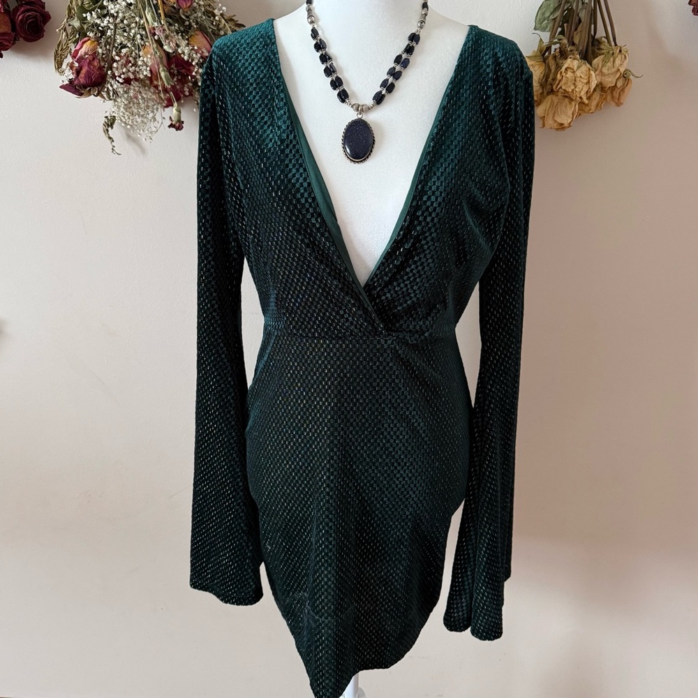 Symphony Fairycore Viridian Green Velvety Dress